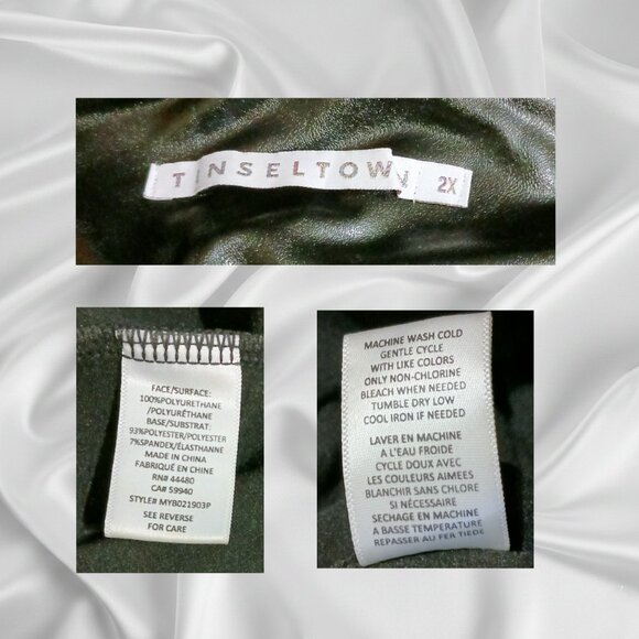 Tinseltown Plus Size 2X Black Faux Leather Leggings High Rise Vegan Pants NWOT - Picture 6 of 8